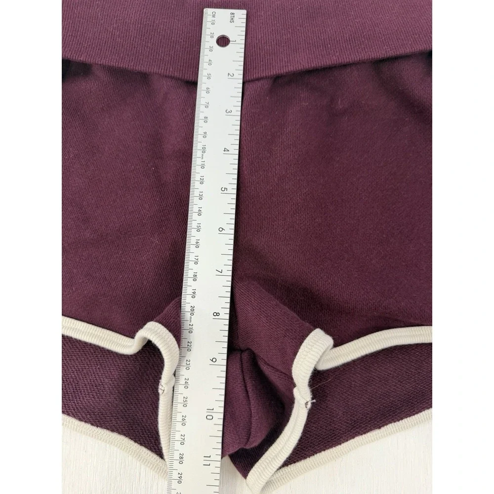 VICTORIA'S SECRET PINK Campus Terry Foldover Shorts Wild Rose White Logo M Y2K